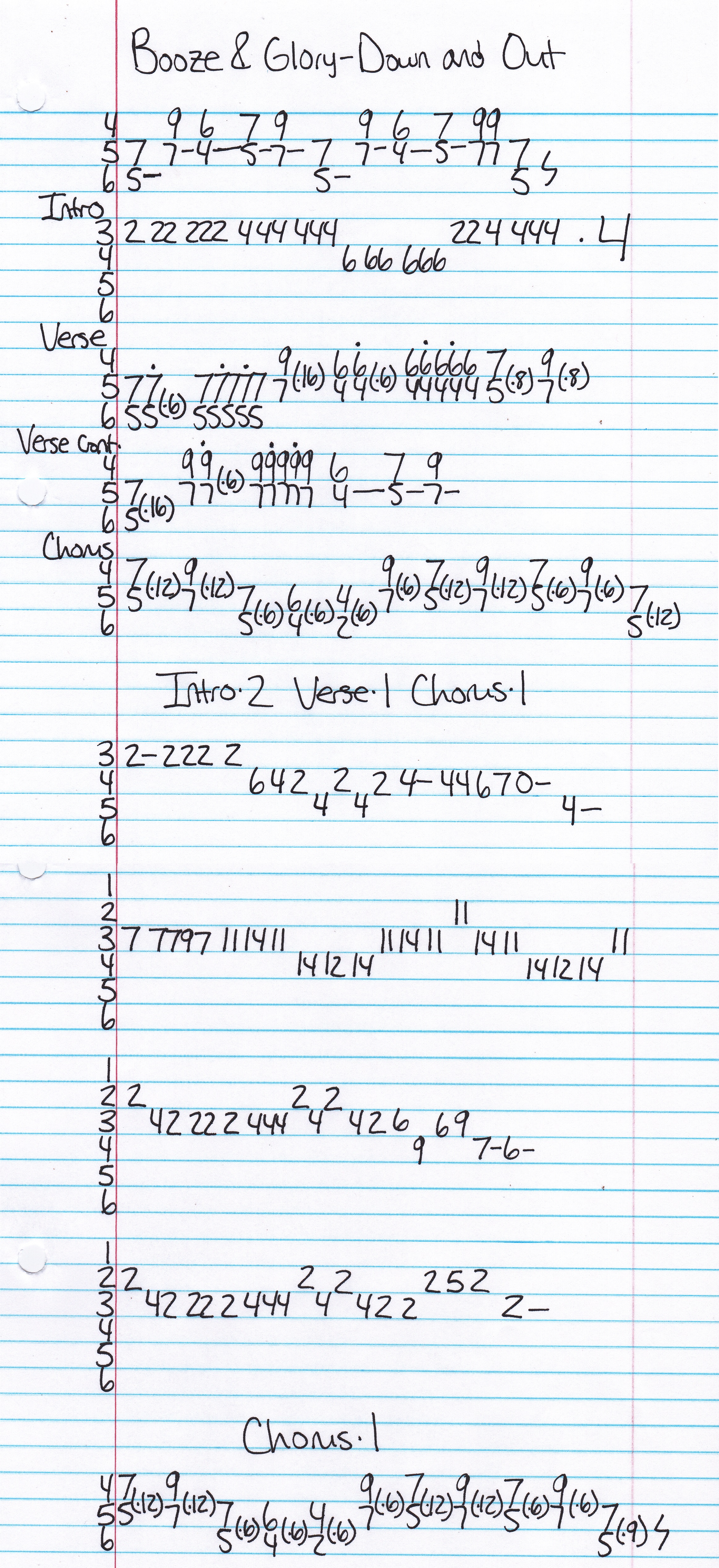 High quality guitar tab for Down and Out by Booze & Glory off of the album As Bold As Brass. ***Complete and accurate guitar tab!***